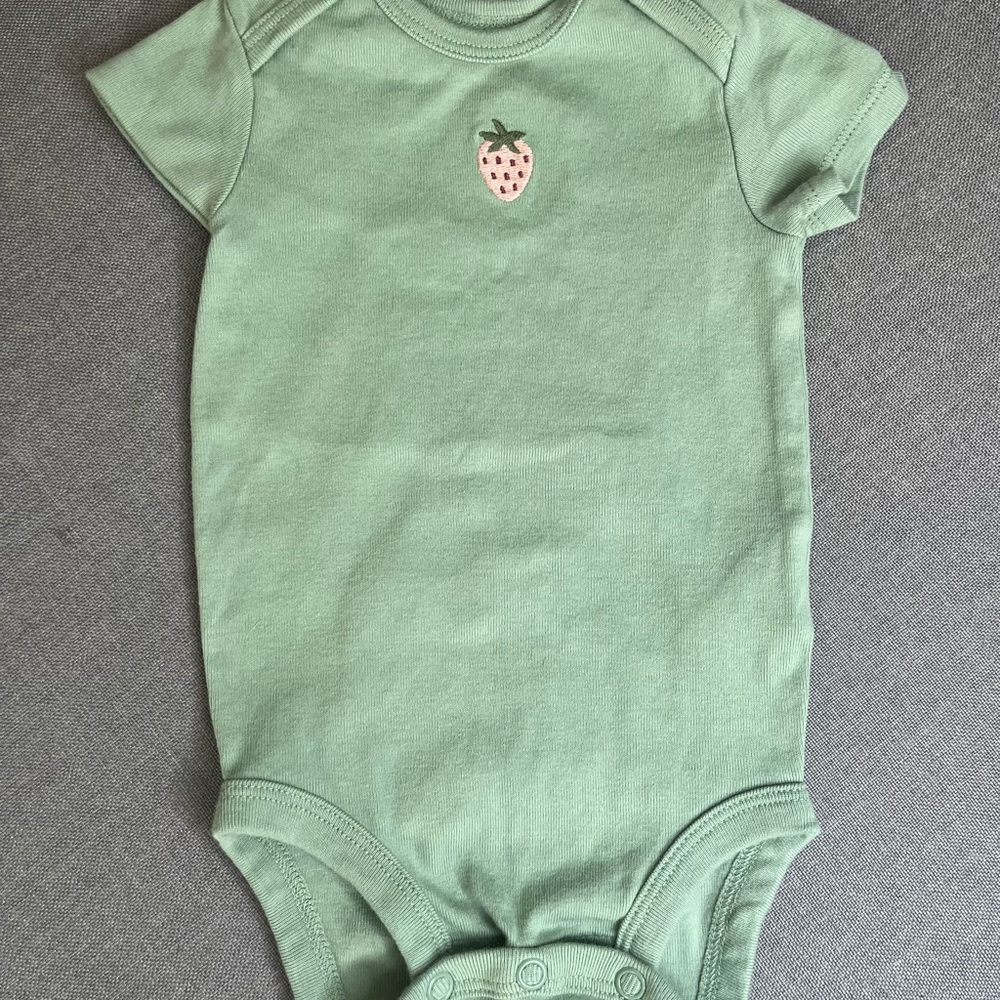 Carter's Mint Green Baby One-Piece Bodysuit with Pink Strawberry